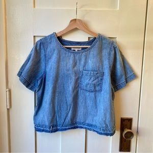 Madewell Denim Drop Hem Tee in Edna Wash